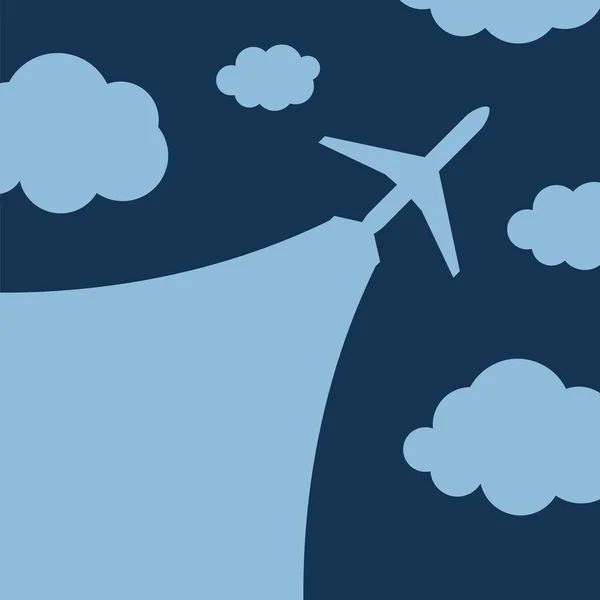 Arka plan ile uçak ve bulutlar — Stok Vektör