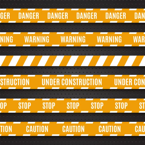 Set of yellow warning tapes — Stock Vector