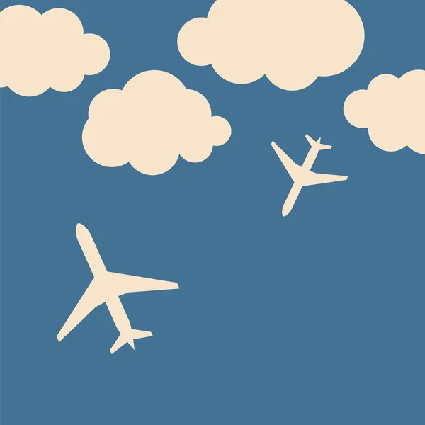 Abstract background with airplanes and clouds — Stock Vector