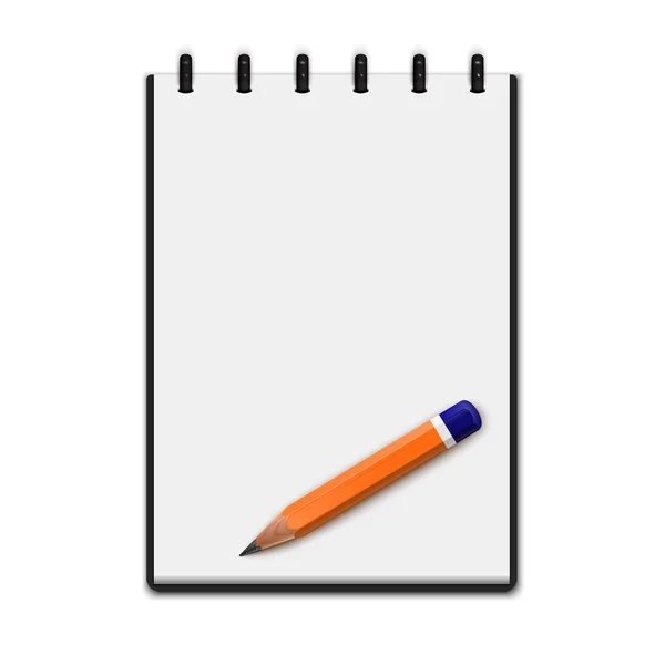 Ρεαλιστική κενό σημειωματάριο με μολύβι — Διανυσματικό Αρχείο