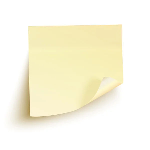 Nota adhesiva amarilla aislada sobre fondo blanco — Vector de stock
