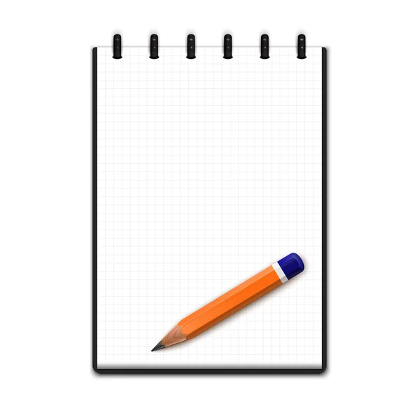Bloco de notas em branco realista com lápis — Vetor de Stock