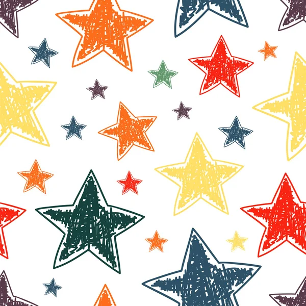 Hand drawn stars seamless pattern — Stock Vector