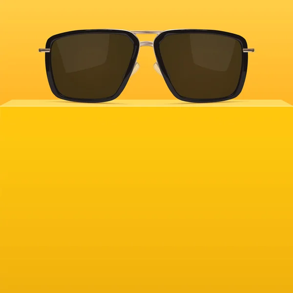 Abstrait fond jaune avec des lunettes de soleil réalistes — Image vectorielle