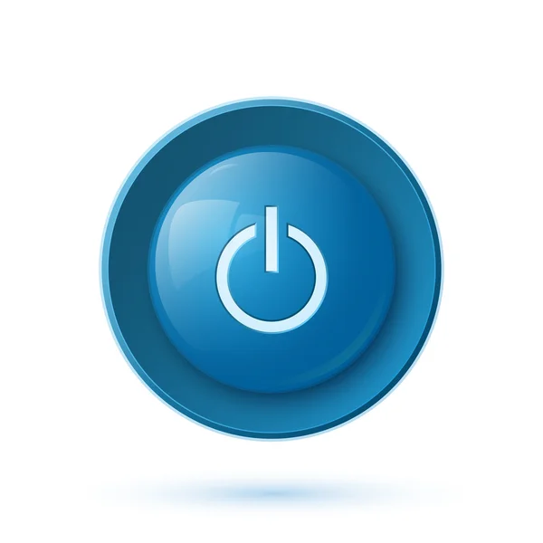 Blaues Hochglanz-Power-Button-Symbol — Stockvektor