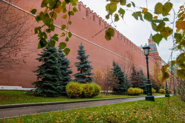 Amazing Autumn Alexandrovsky Park Kremlin Moscow Orange Yellow Nature Leaves — Stock Photo, Image