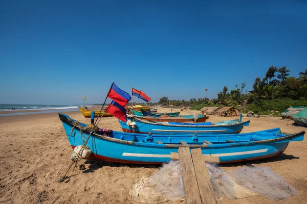 Vista Idílica Playa Goa Sur India Palmeras Arena Olas Suaves — Foto de Stock