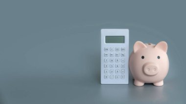 Gri arkaplanda, kopyalama alanı olan hesap makinesini sırtına al.