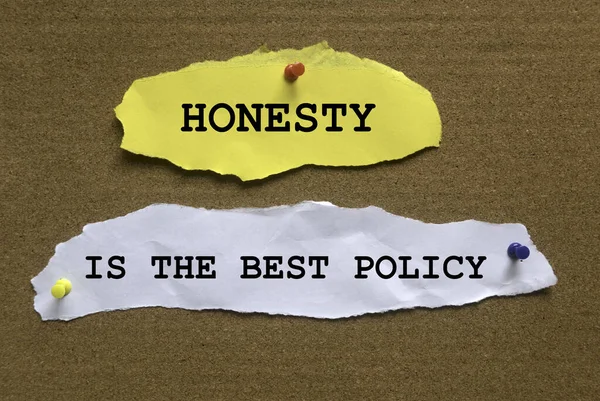 Torn Paper Written Quotes Honesty Best Policy Cork Board — стоковое фото