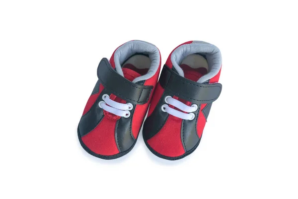Top View Black Red Shoe Isolated White Background — Fotografia de Stock