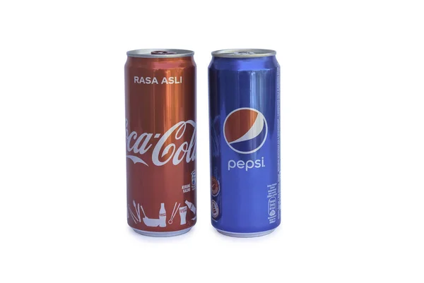 Kulim Malaysia February 6Th 2021 Pepsi Coca Cola Can Isolated — Stock Photo, Image