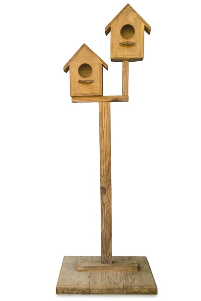 白い背景で隔離の木製の鳥の家 — ストック写真