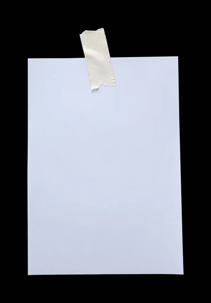 White Paper Stuck Sticky Tape Isolated White Background — Photo