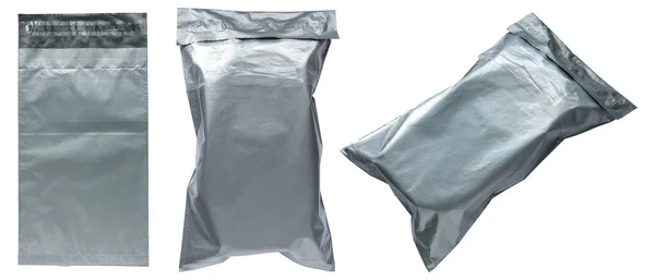 Grey Blank Plastic Postal Mailing Bags Parcel Envelope Self Seal — ストック写真