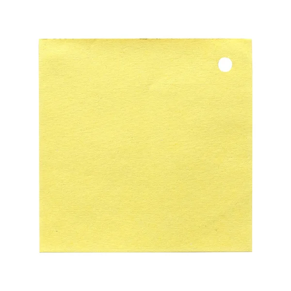 Yellow Blank Paper Note Memo Punch Hole Isolated White Background — 图库照片
