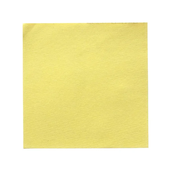 Yellow Blank Paper Note Memo Isolated White Background — 图库照片