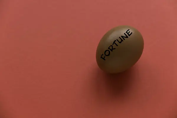 Egg Written Fortune Red Background Copy Space — Fotografia de Stock