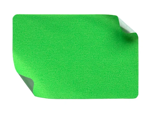 Green Rectangular Paper Sticker Label Isolated White Background — ストック写真