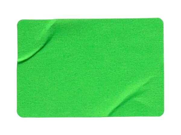 Green Rectangular Paper Sticker Label Isolated White Background — Stock Photo, Image