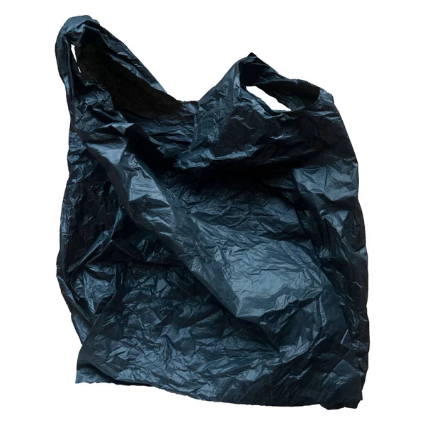 A black plastic bag isolated on a white background.