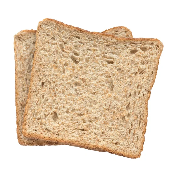 Two Slice Wholemeal Bread Isolated White Background — Φωτογραφία Αρχείου