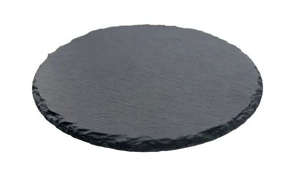 Selective Focus Black Slate Stone Isolated White Background — Stock Photo, Image