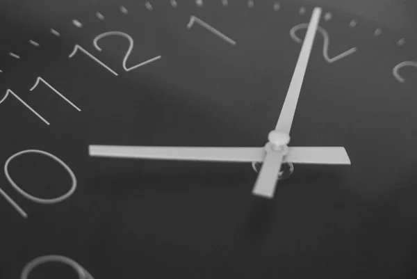 Selective focus of mechanical wall clock in black and white represent tick tock day concept.