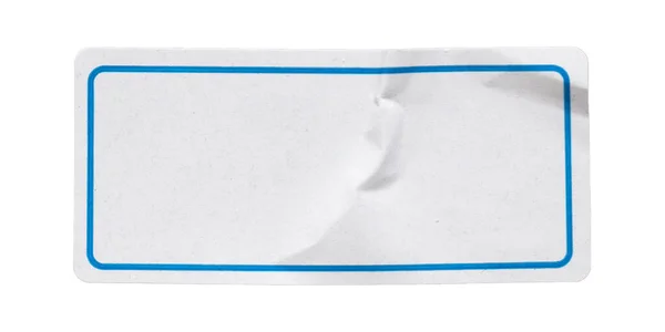 Blanco Witte Rechthoek Zelfklevende Papieren Sticker Label Geïsoleerd Witte Achtergrond — Stockfoto