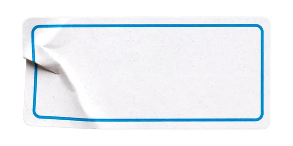 Blank White Rectangle Adhesive Paper Sticker Label Isolated White Background — 图库照片