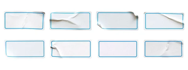 Set Blank White Rectangle Adhesive Paper Sticker Label Isolated White —  Fotos de Stock