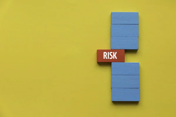 Risk Concept Stack Wooden Block Red Wooden Block Come Out – stockfoto