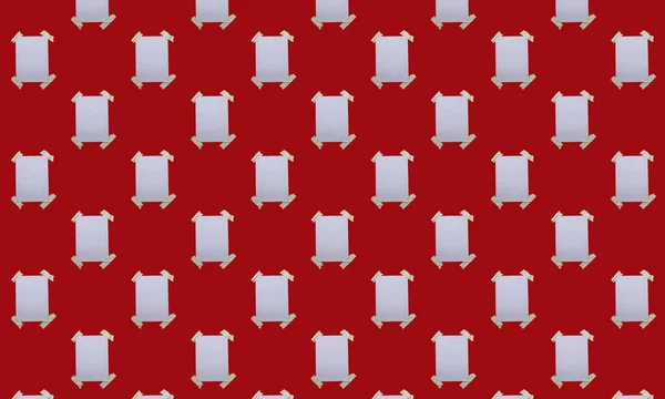Seamless Pattern White Paper Banner Isolated Red Background — ストック写真