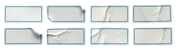 Zestaw Białej Prostokątnej Etykiety Papierowej Izolowanej Białym Tle — Zdjęcie stockowe