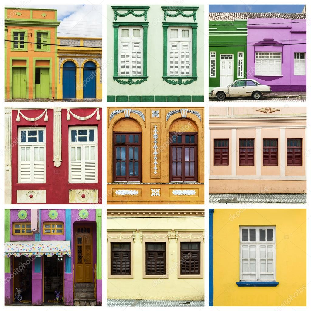 Collage of colorful house and windows