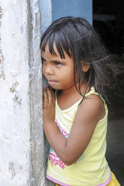 Little brazilian girl looking curious — Stock Photo, Image