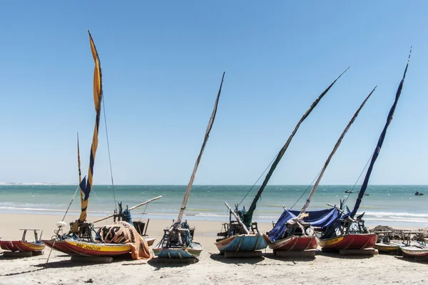 Jangadas of fishermen on the beach — Stock Photo, Image