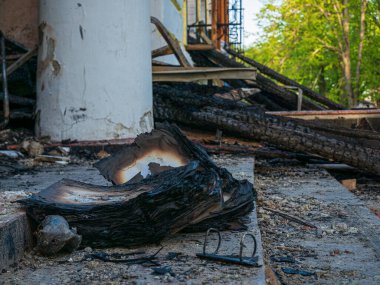 Kharkiv region, Kharkov, Skovorodinovka, Skovorodinivka, Ukraine - 05.07.2022: ruins destroyed building historical monument architecture war bombs shelling Literary Memorial Museum of G. S. Skovoroda