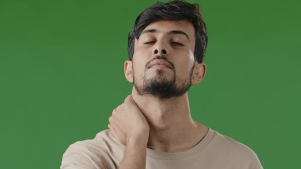 Portrait Exhausted Young Indian Arab Man Tired Overworked Man Guy — Stock Video