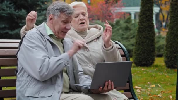 Felice Anziani Nonni Coppia Famiglia Uomo Anziano Marito Donna Mezza — Video Stock