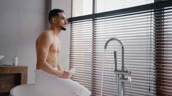 Morning Bath Arab Indian Spaniard Naked Sexy Bearded Man Bath — Stock Photo, Image