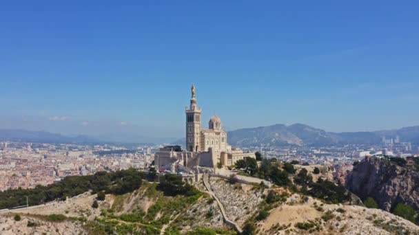 Luftaufnahme Aus Der Drohne Marseille Europäische Hafenstadt Südfrankreich Der Mittelmeerküste — Stockvideo