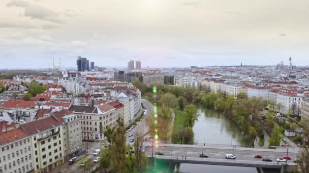 Aerial Panoramic View Austria Capital Vienna Townscape European Urban City — Stock videók