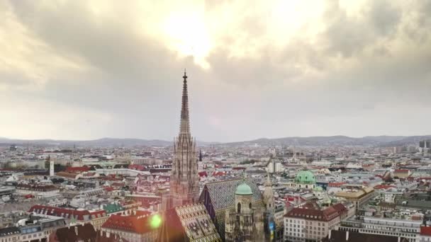 Austria Capital Viena Metrópolis Ciudad Vuelo Aéreo Avión Tripulado Plano — Vídeos de Stock