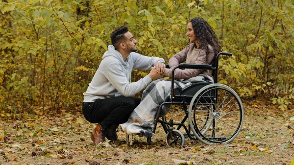 Young Happy Hispanic Couple Love Having Cute Conversation Talking Caring — Stock fotografie