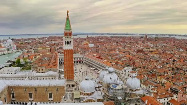 Panorama Video Luchtfoto Uitzicht Het Beroemde San Marco Plein Bekend — Stockvideo
