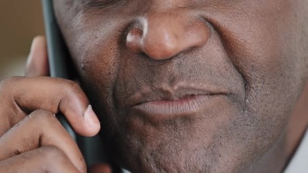 Unknown Half Face Part Old Wrinkled Emotional Businessman African Mature — ストック動画