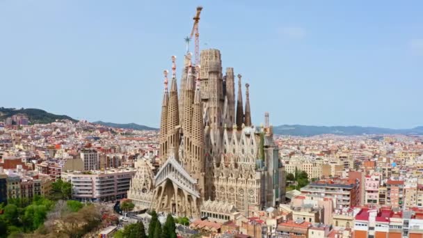 Top Arial View Drone Shooting Stone Historical Building Sagrada Familia — 비디오