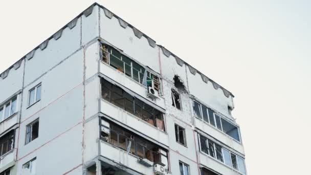Харків Харків Харків Україна 2022 Спалені Зруйновані Будинки Розбивають Вікна — стокове відео