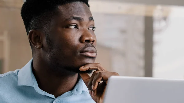 Thoughtful African American Businessman Writer Dreamer Genius Man Biracial Guy — Stock fotografie