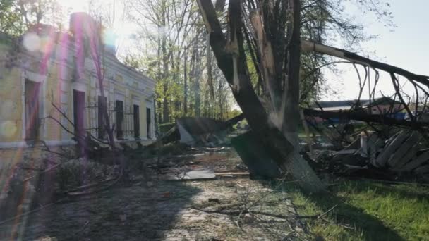 Kharkiv Region Skovorodinovka Skovorodinovka Ukraine 2022 Destroyed Burnt Museum Damaged — Stok video